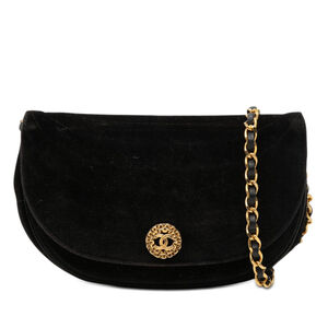 Pre-Loved Chanel CC Quilted Velvet Half Moon Flap